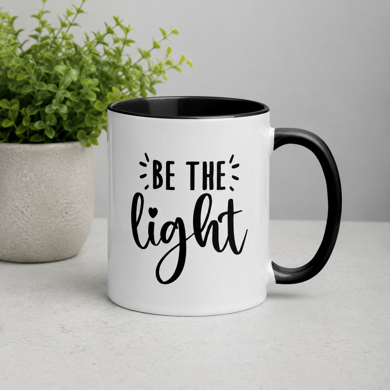 Be the Light 11oz Ceramic Christian Quote Two-Tone Mug