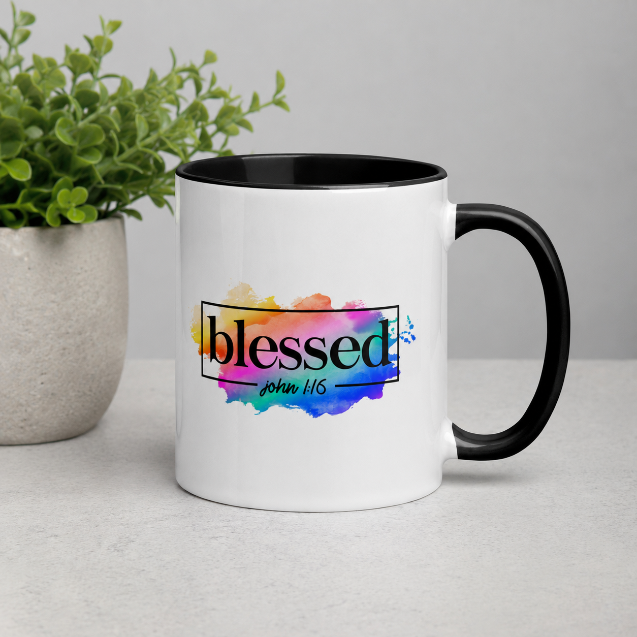 Blessed John 1:16 Bible Quote Ceramic Mug