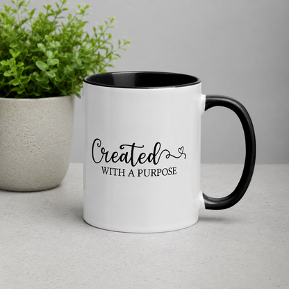 Created with A Purpose 11oz Ceramic Christian Quote Two-Tone Mug