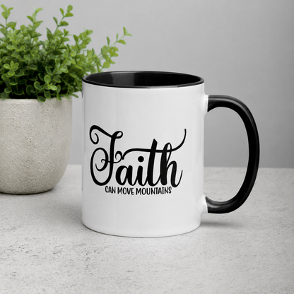 Faith Can Move Mountains 11oz Ceramic Christian Quote Two-Tone Mug