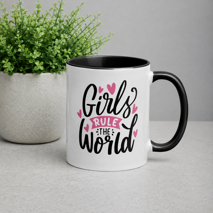 Girls Rule The World Girl Boss Colored Ceramic Mug