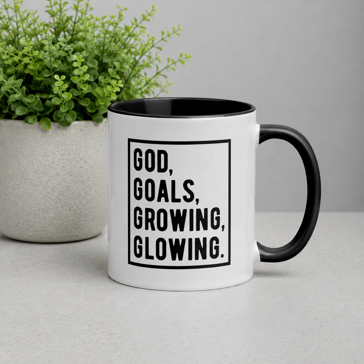 God Goals Growing Glowing Girl Boss Colored Mug