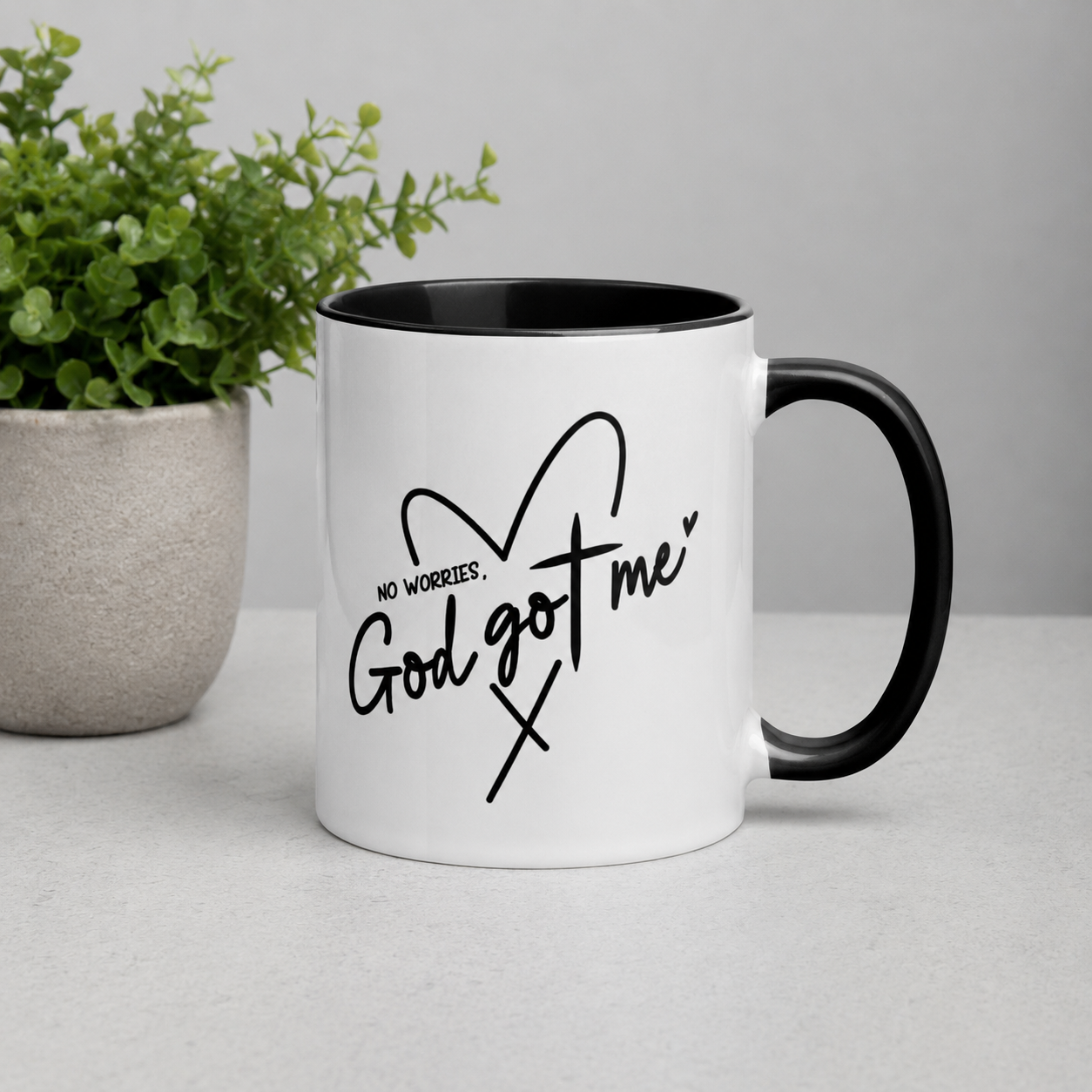 God Got Me 11oz Ceramic Christian Quote Two-Tone Mug