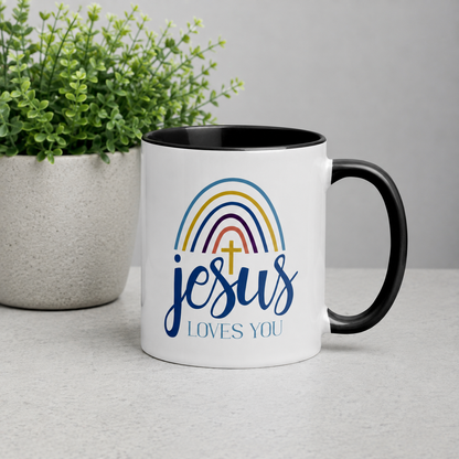 Jesus Loves You Bible Quote Two Color Ceramic Mug