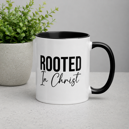 Rooted In Christ 11oz Ceramic Christian Quote Two-Tone Mug