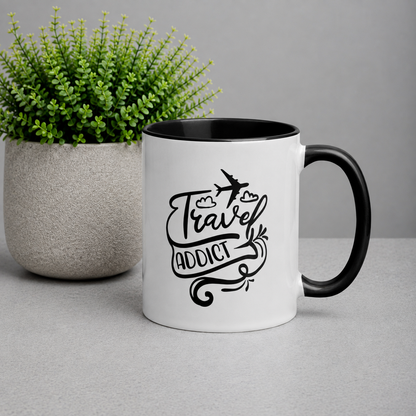 Travel Addict Adventure Quote Ceramic Mug