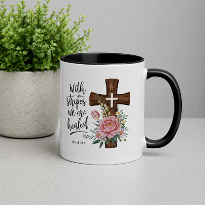 With His Stripes We Are Healed Bible Quote Ceramic Mug