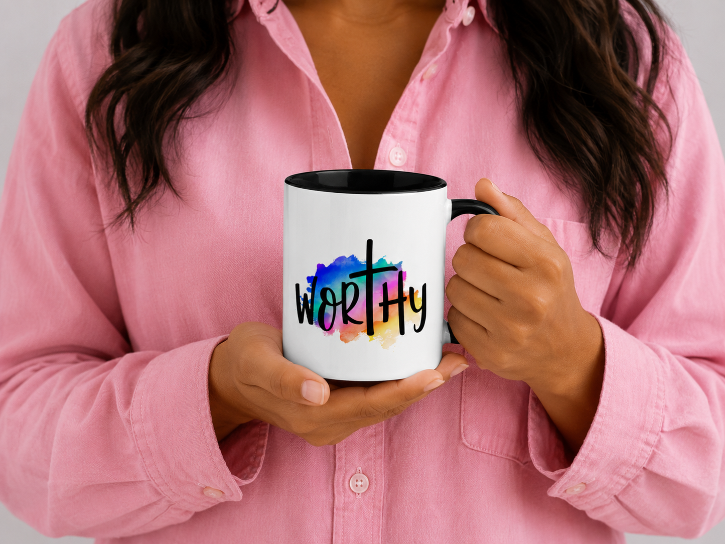Worthy Two Color Bible Quote Ceramic Mug