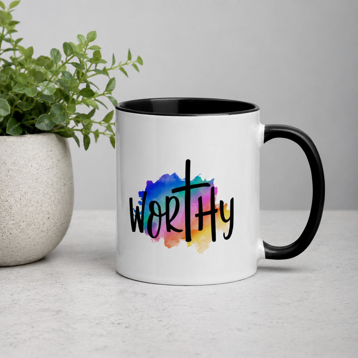 Worthy Two Color Bible Quote Ceramic Mug
