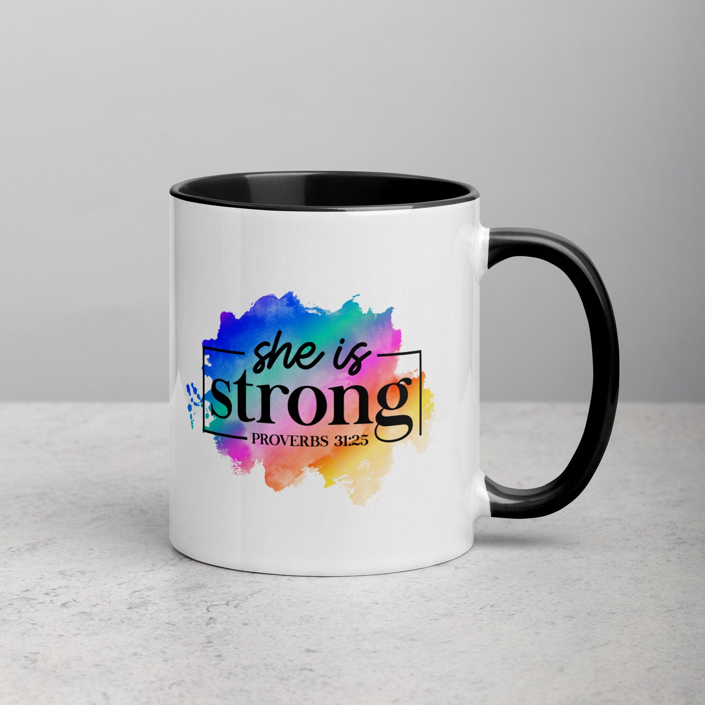 She Is Strong Proverbs 31:25 Bible Quote Ceramic Mug