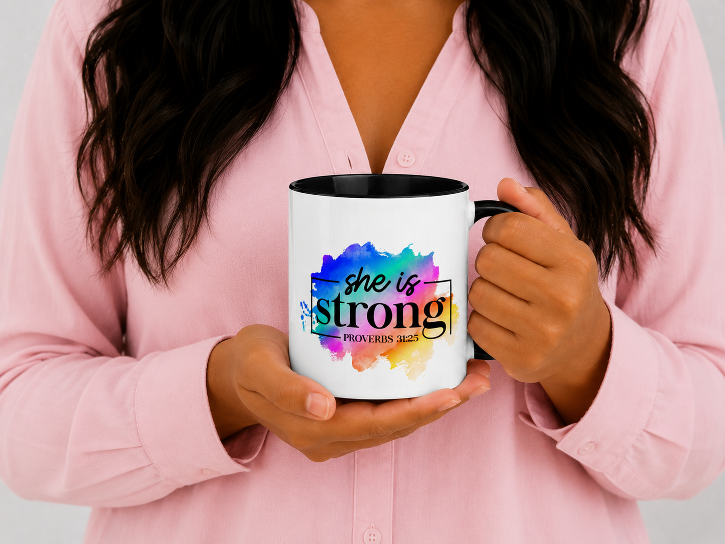 She Is Strong Proverbs 31:25 Bible Quote Ceramic Mug