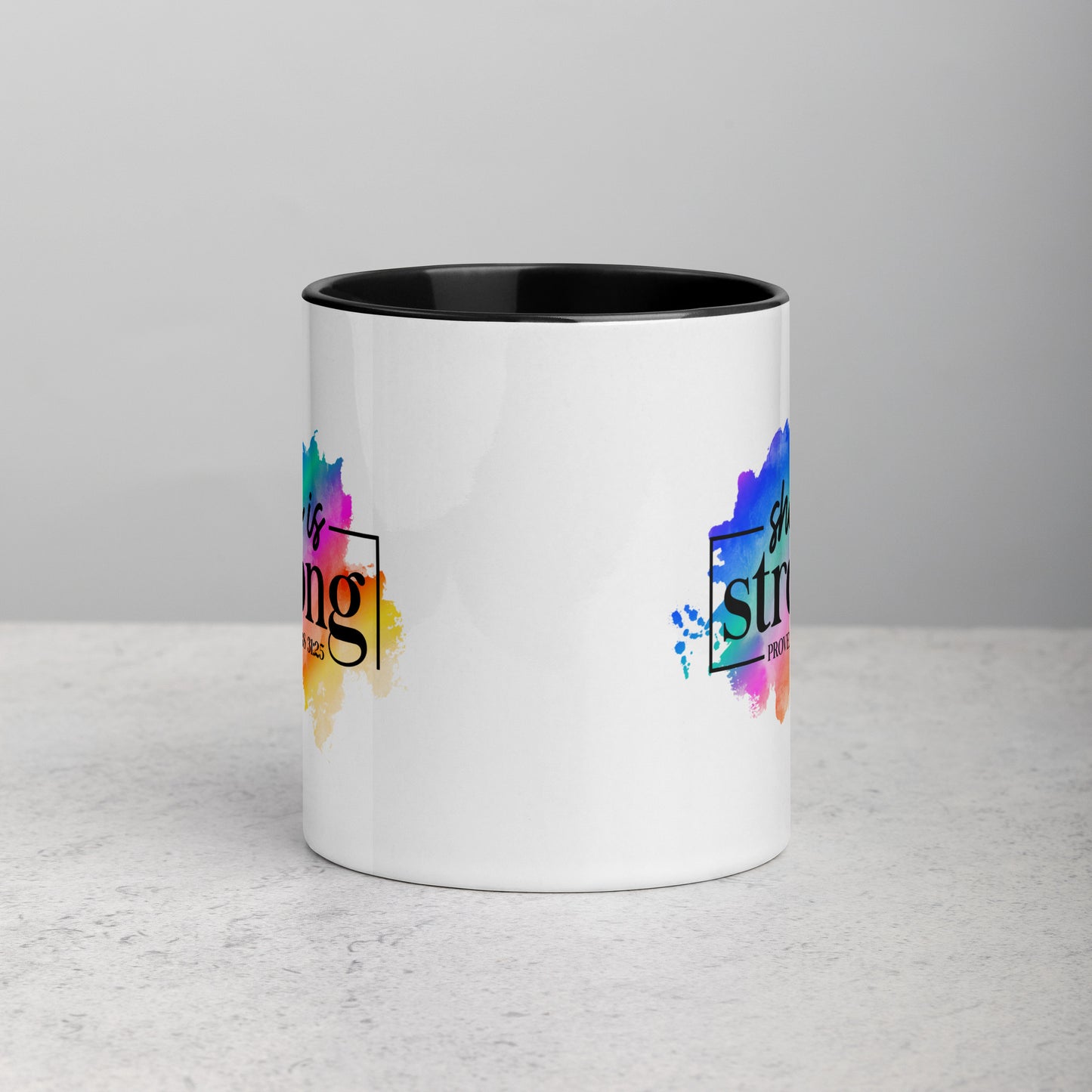 She Is Strong Proverbs 31:25 Bible Quote Ceramic Mug