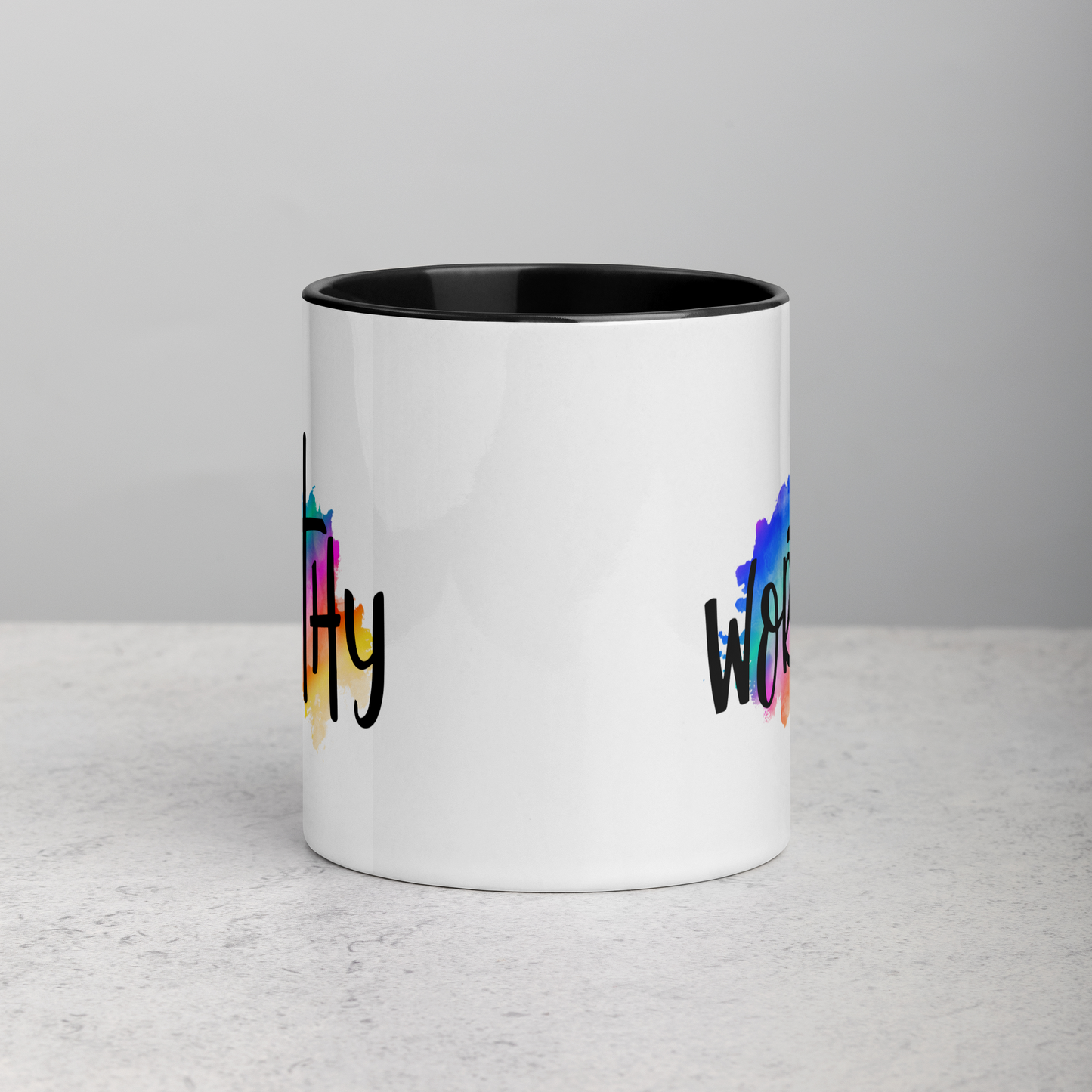 Worthy Two Color Bible Quote Ceramic Mug