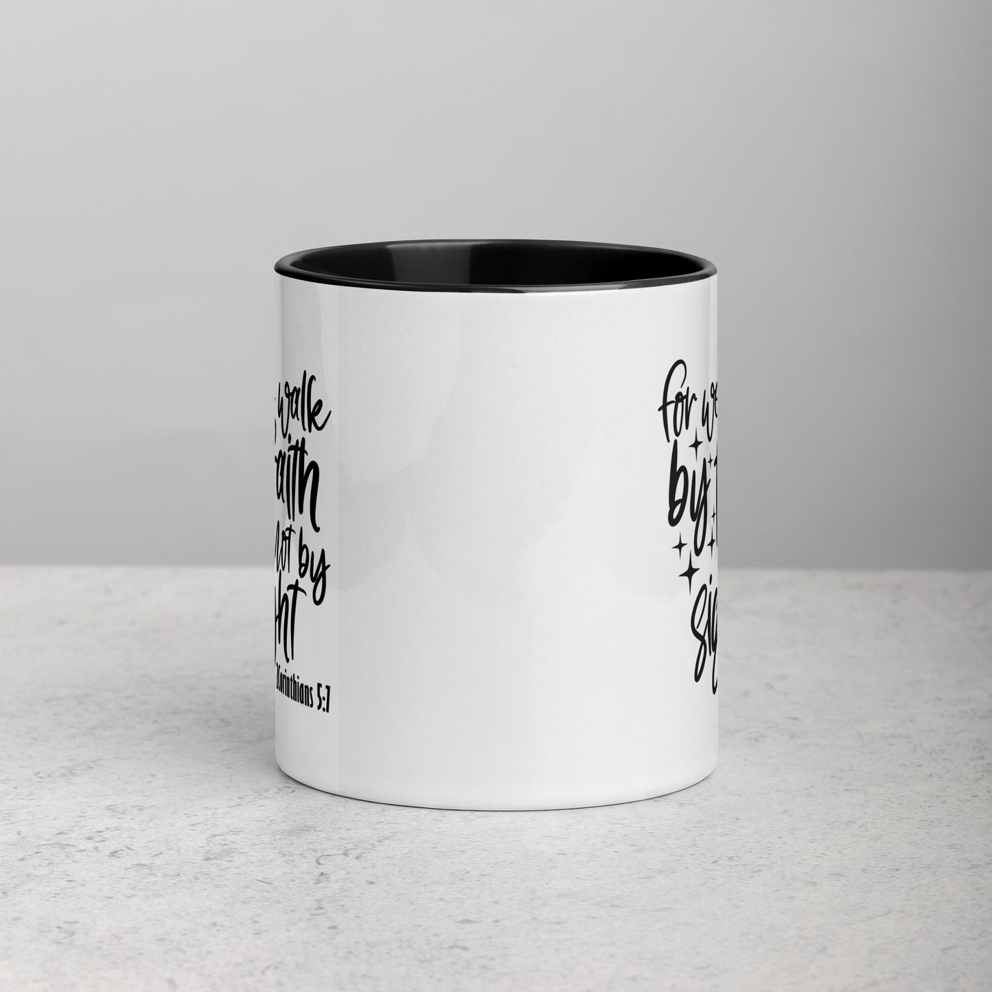 For We Walk By Faith, Not By Sight 11oz Bible Verse Ceramic Two-Tone Mug