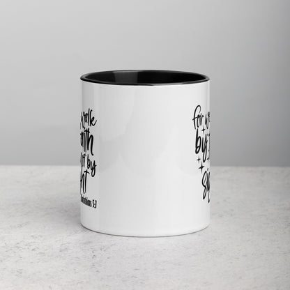 For We Walk By Faith, Not By Sight 11oz Bible Verse Ceramic Two-Tone Mug