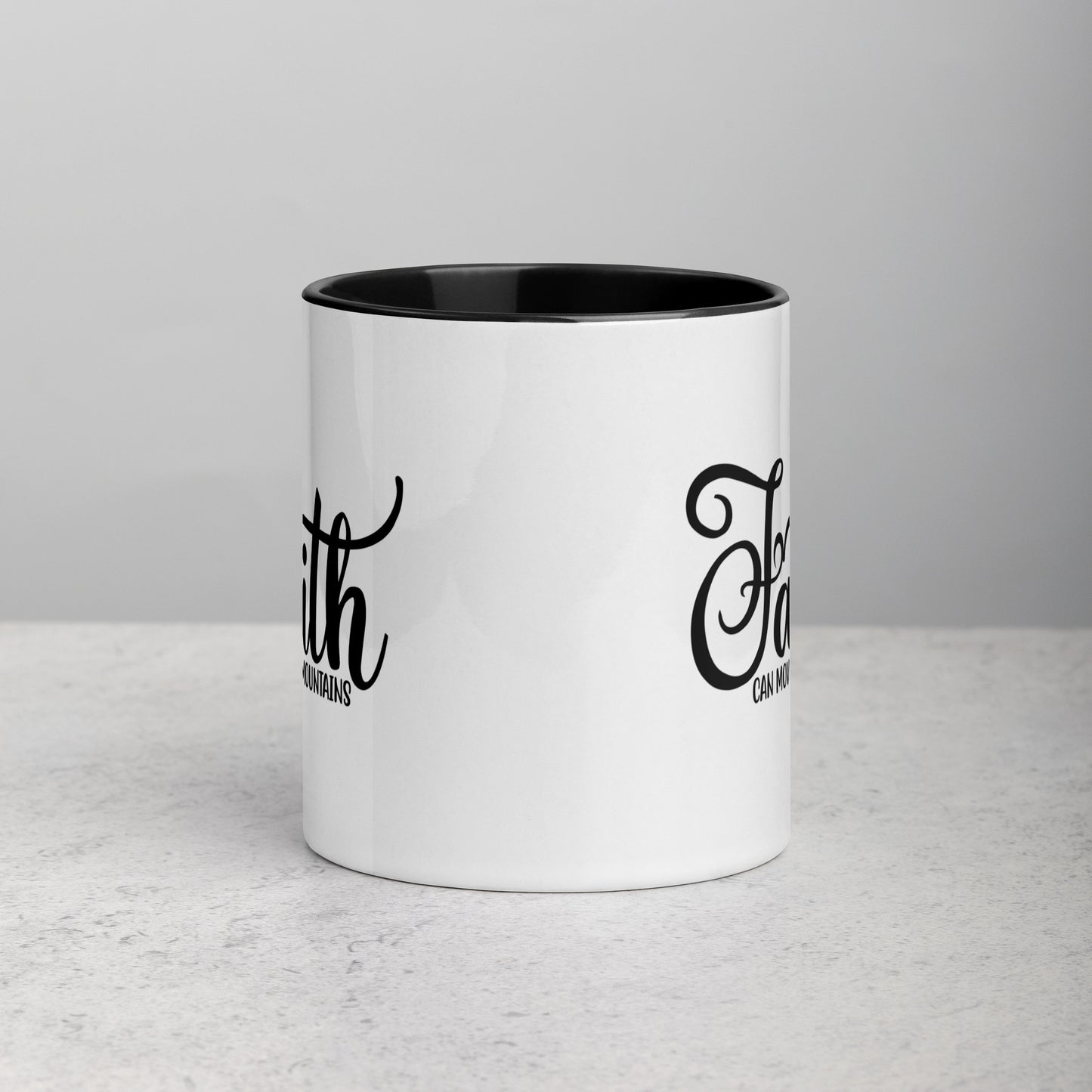 Faith Can Move Mountains 11oz Ceramic Christian Quote Two-Tone Mug