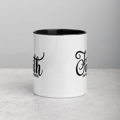 Faith Can Move Mountains 11oz Ceramic Christian Quote Two-Tone Mug