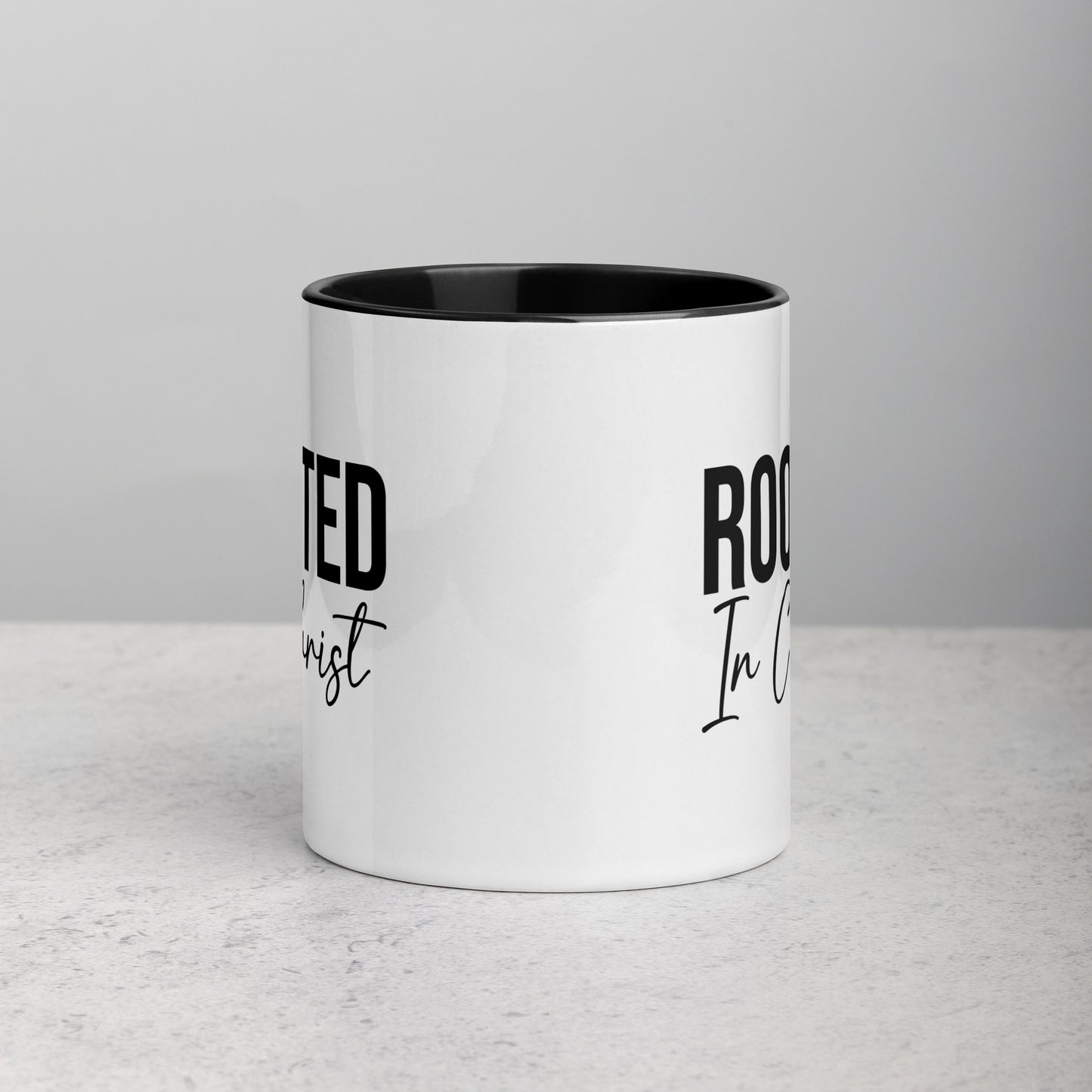 Rooted In Christ 11oz Ceramic Christian Quote Two-Tone Mug