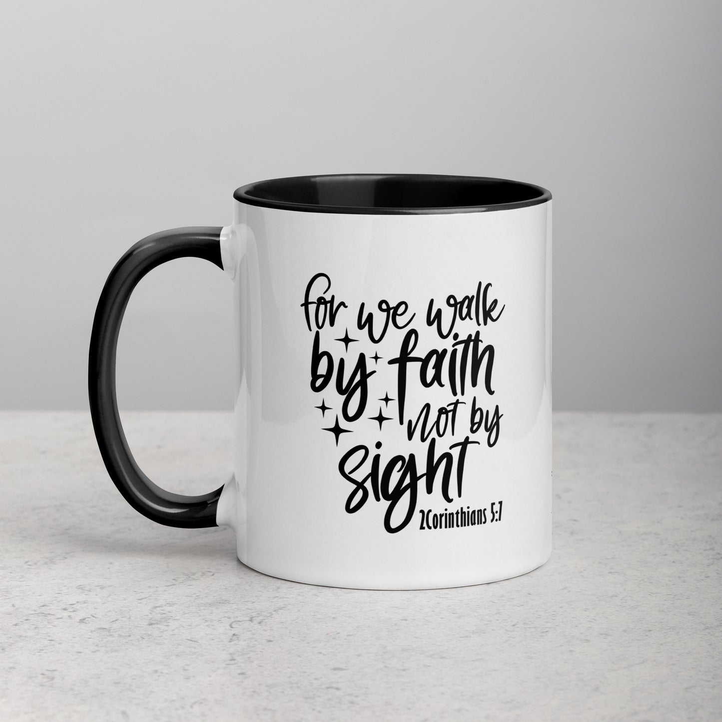 For We Walk By Faith, Not By Sight 11oz Bible Verse Ceramic Two-Tone Mug