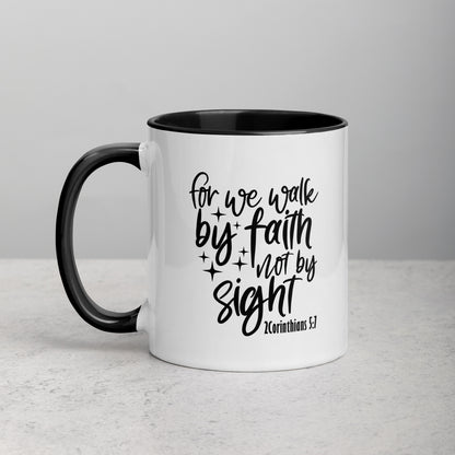 For We Walk By Faith, Not By Sight 11oz Bible Verse Ceramic Two-Tone Mug