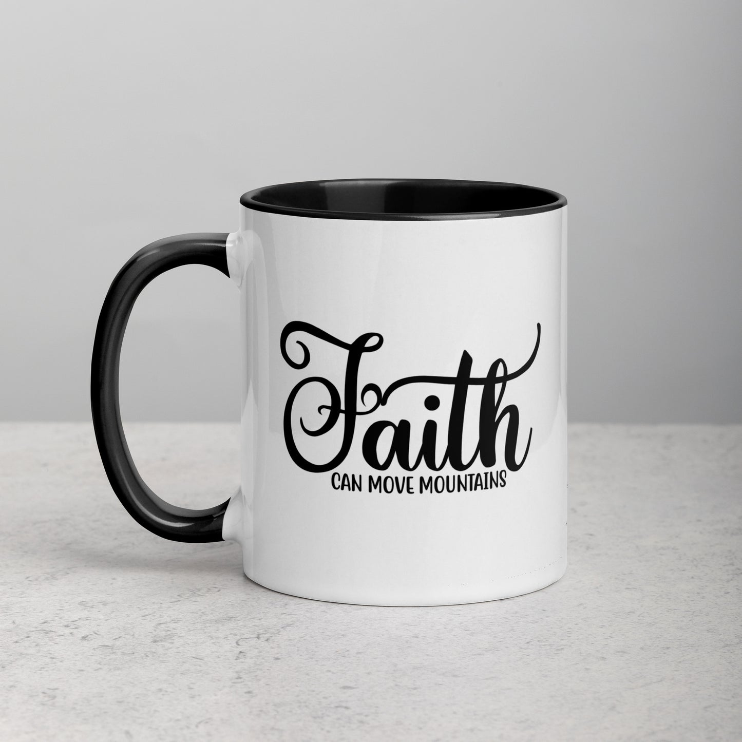 Faith Can Move Mountains 11oz Ceramic Christian Quote Two-Tone Mug