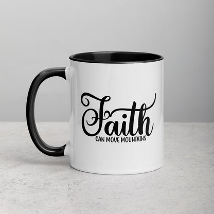 Faith Can Move Mountains 11oz Ceramic Christian Quote Two-Tone Mug