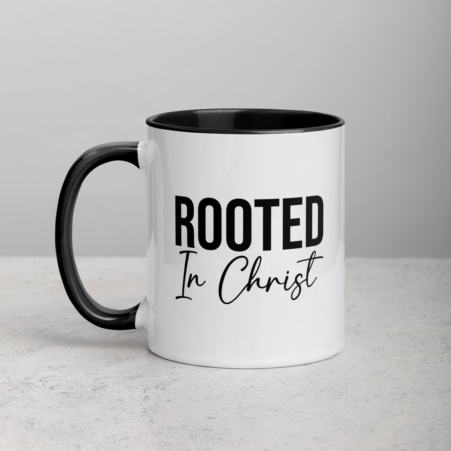 Rooted In Christ 11oz Ceramic Christian Quote Two-Tone Mug