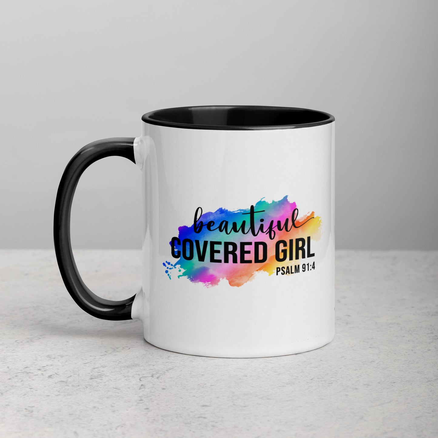 Beautiful Covered Girl Psalm 91:4 Bible Quote Ceramic Mug