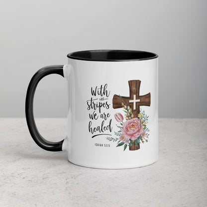 With His Stripes We Are Healed Bible Quote Ceramic Mug