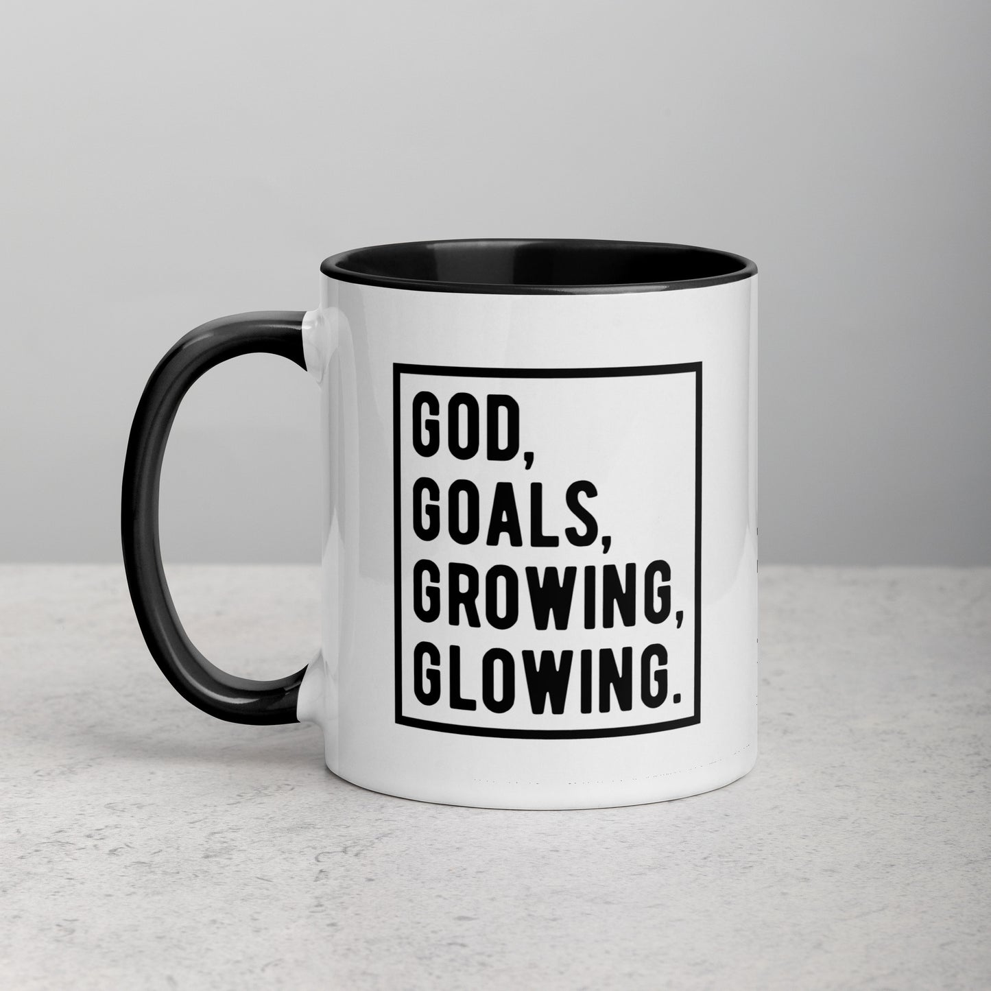 God Goals Growing Glowing Girl Boss Colored Mug