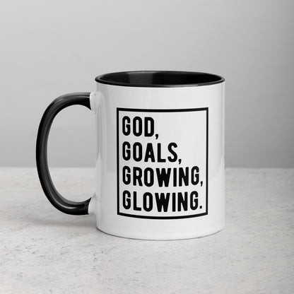 God Goals Growing Glowing Girl Boss Colored Mug