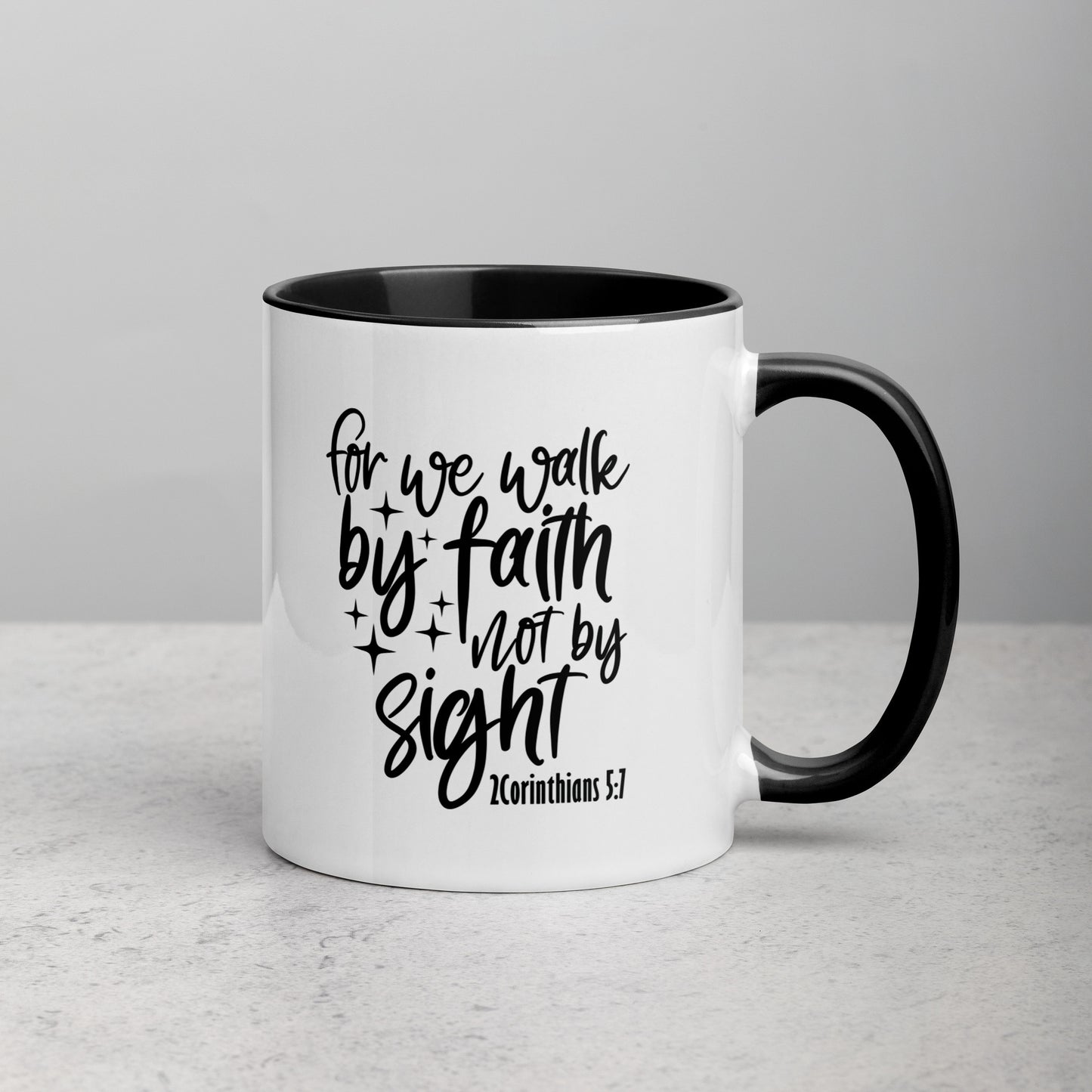 For We Walk By Faith, Not By Sight 11oz Bible Verse Ceramic Two-Tone Mug