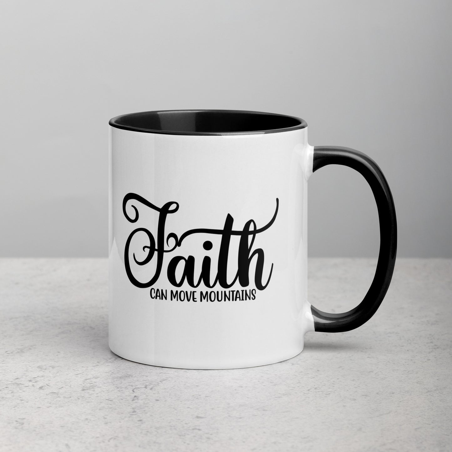 Faith Can Move Mountains 11oz Ceramic Christian Quote Two-Tone Mug