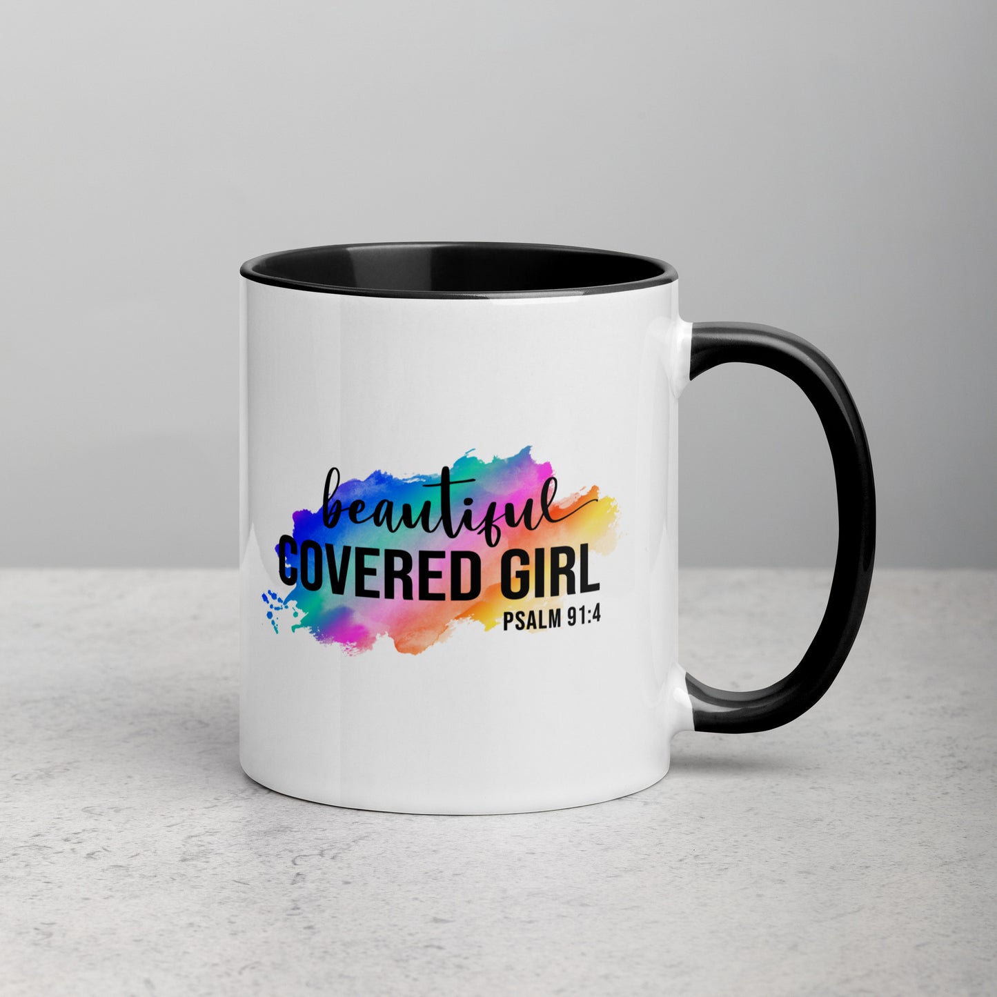 Beautiful Covered Girl Psalm 91:4 Bible Quote Ceramic Mug