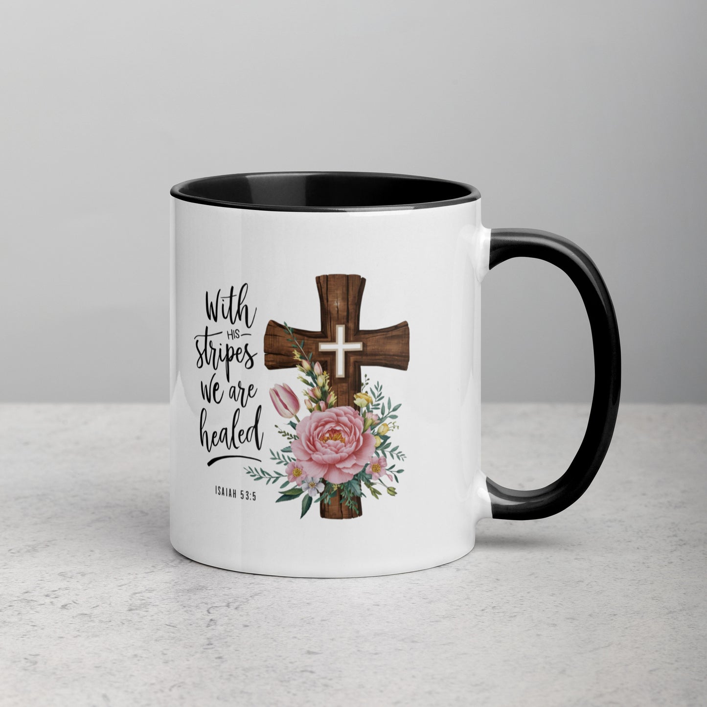 With His Stripes We Are Healed Bible Quote Ceramic Mug
