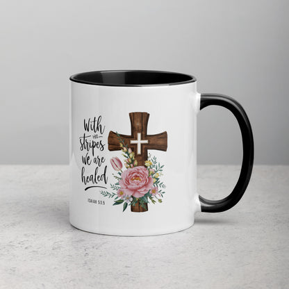 With His Stripes We Are Healed Bible Quote Ceramic Mug