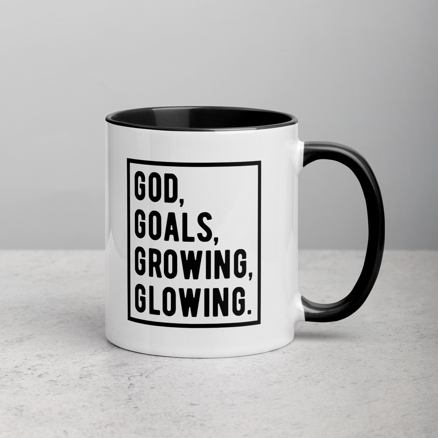 God Goals Growing Glowing Girl Boss Colored Mug